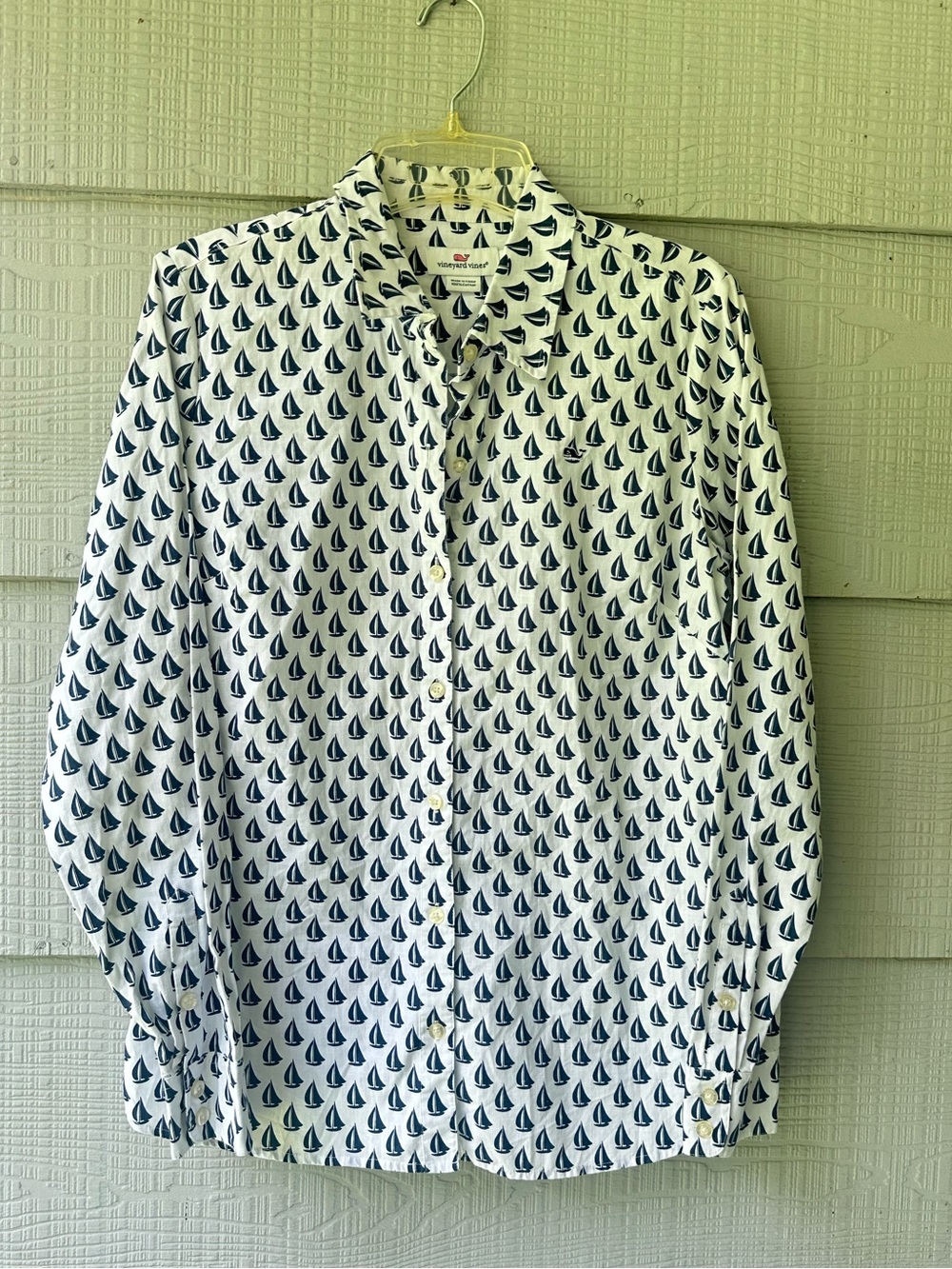 Vineyard Vines Nautical Sailboats Long Sleeves Button-Up Shirt |White & Navy~6